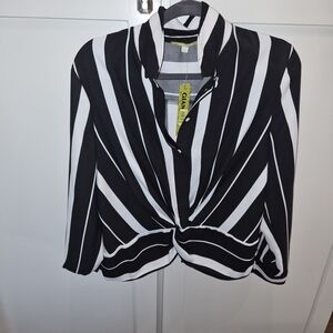 Chic Black and White Striped Blouse